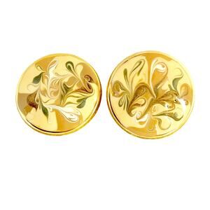 Vintage Abstract Tan Cream Enamel Swirl Earrings 80s 90s